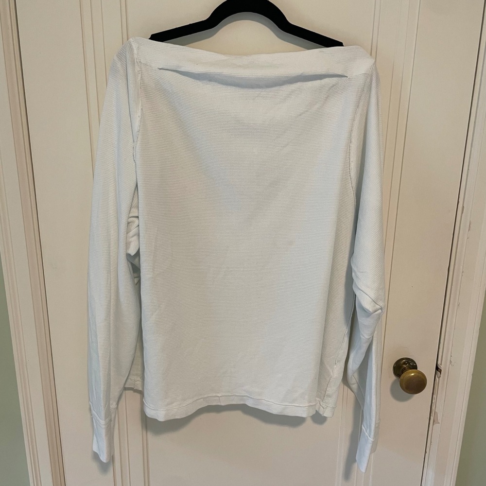 Free People We The Free Thermal Waffle Knit Boat Neck Top Large